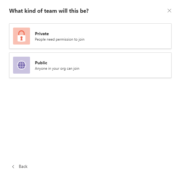Teams for Business - Create Team - Step 2